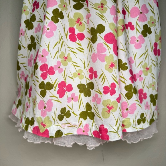 FLORIAN French Floral Cotton Sundress Pink White & Green Summer Dress Tie Waist - Picture 7 of 16